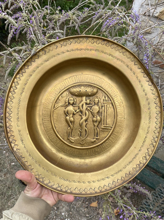 Plat de Quête en Laiton – Adam et Ève – XVIIe siècle