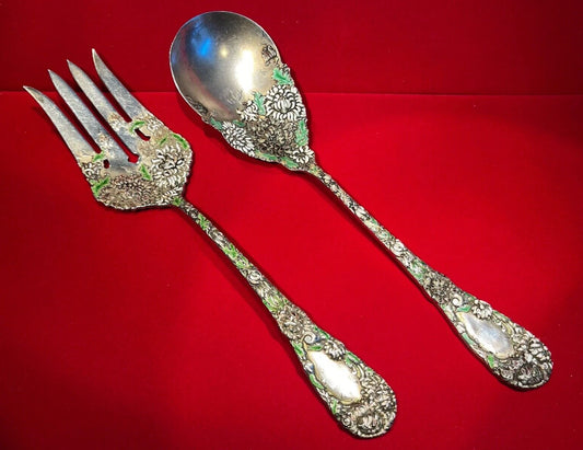 Service Durgin Sterling Émaillé Chrysanthème Américain