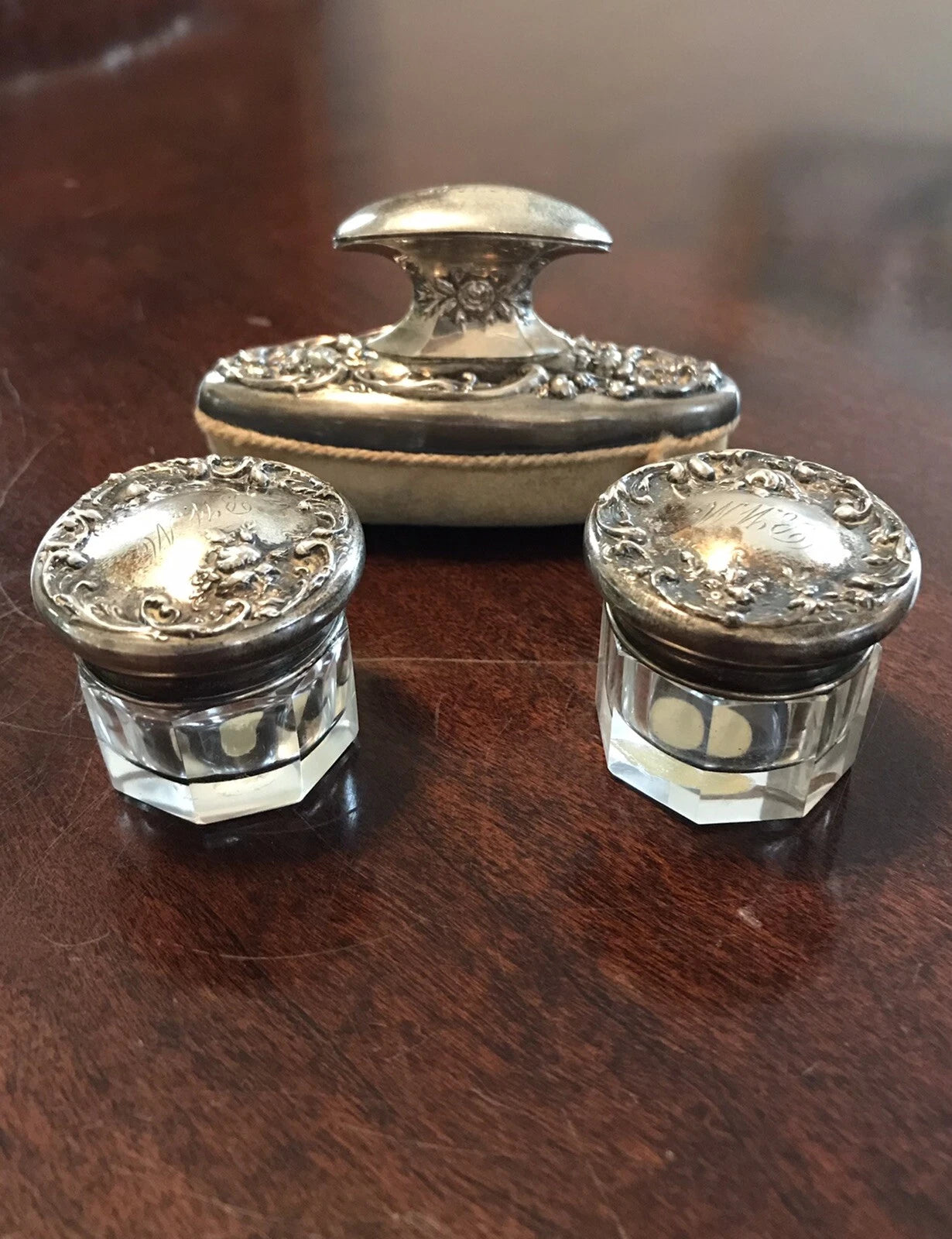 Nécessaire Toilette Ancien en Argent Sterling 10 Pièces