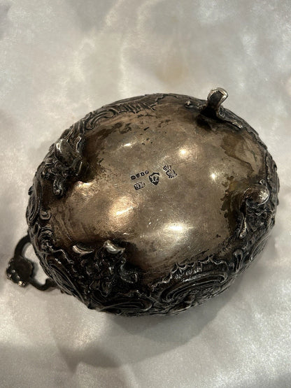 Sucrier Victorien Argent Massif Repoussé Chérubins