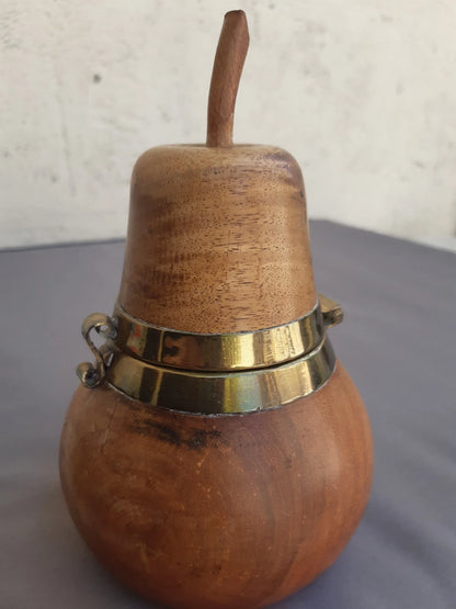 Rare Boîte à Thé en Bois Fruitier — Forme de Poire