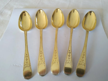 5 Cuillères Dessert Vermeil XVIIIe Pierre Nicolas Sommé 1789