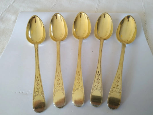 5 Cuillères Dessert Vermeil XVIIIe Pierre Nicolas Sommé 1789