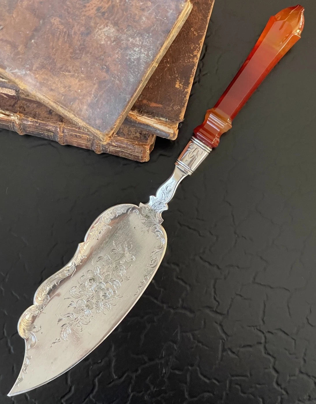 Serveur Argent Sterling Hollandais Agate Rouge