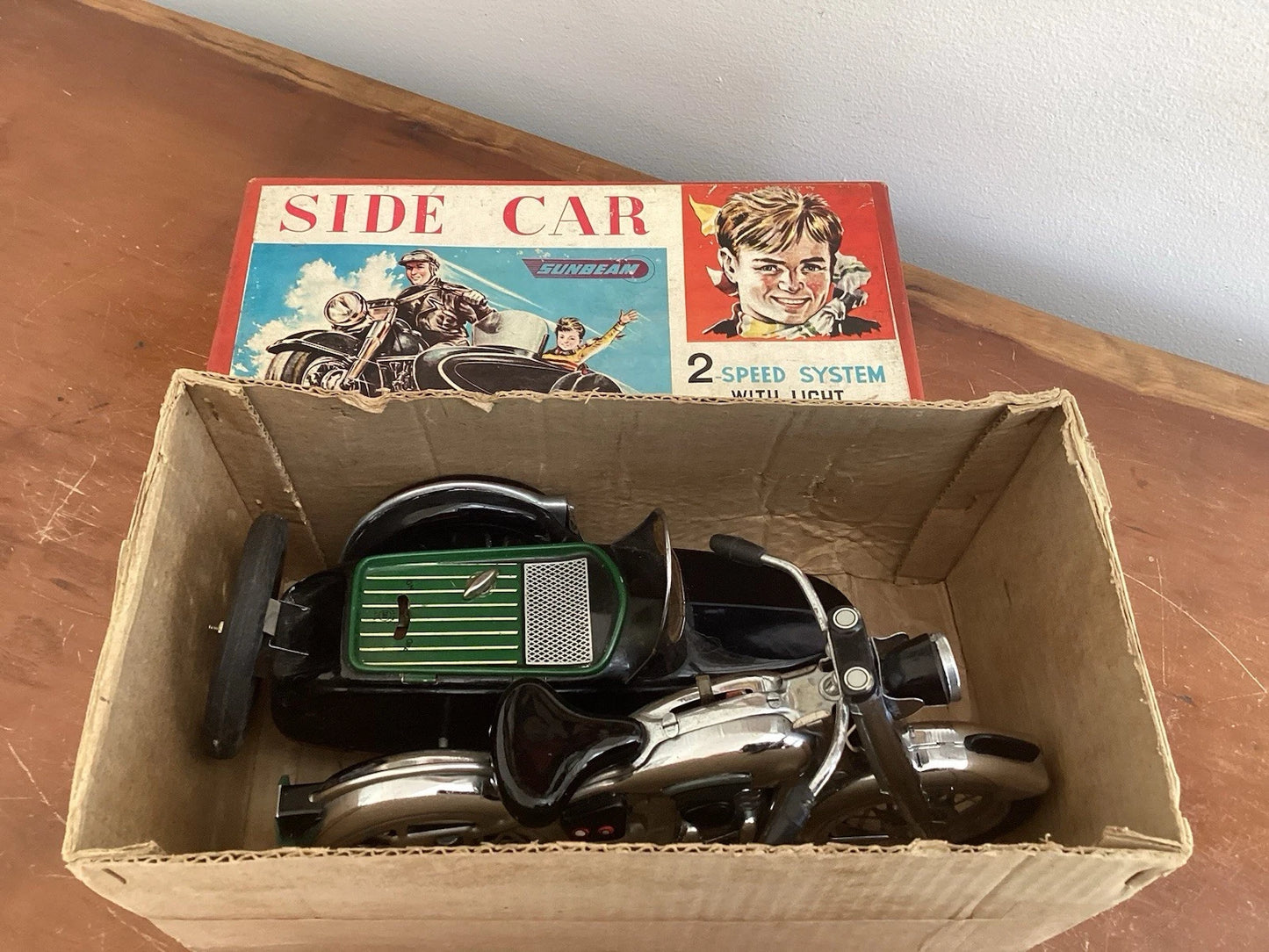 Moto Side-Car Marusan Sunbeam Litho Étain