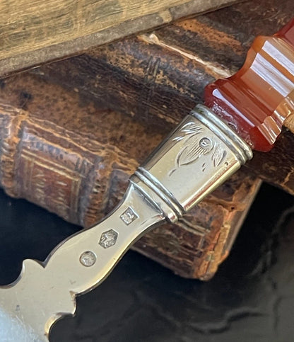 Serveur Argent Sterling Hollandais Agate Rouge