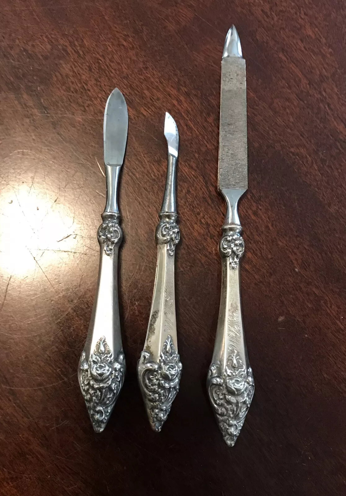 Nécessaire Toilette Ancien en Argent Sterling 10 Pièces