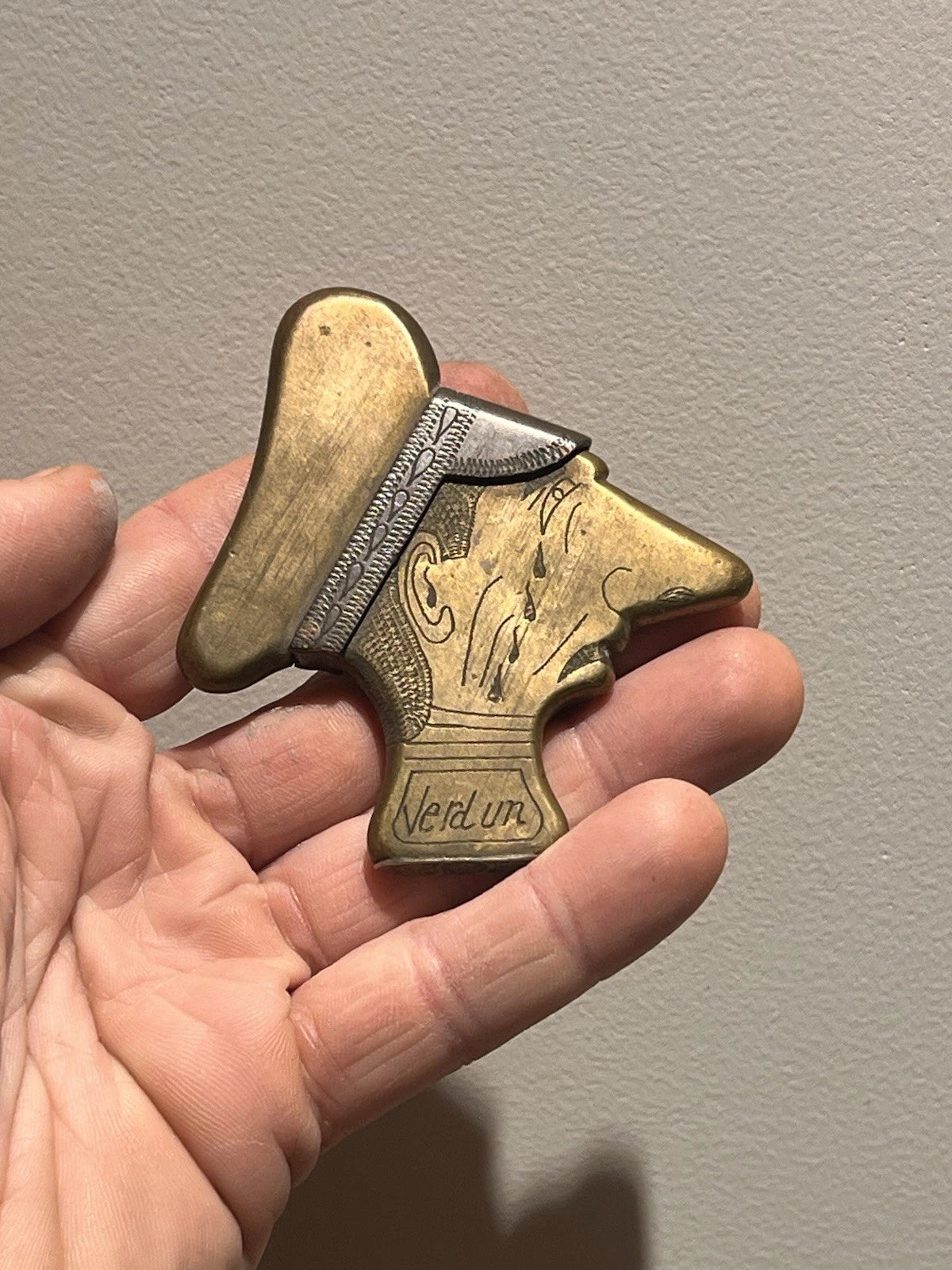 Briquet de tranchée Kronprinz – Laiton et cuivre, Trench Art WW1