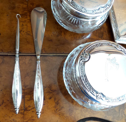 Nécessaire Toilette Ancien Sterling 11 Pièces R&B Co