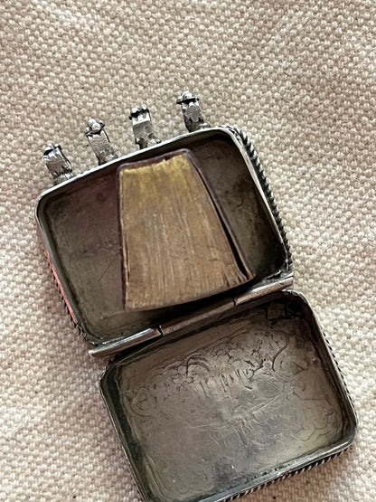 Étui Argent Ancien avec Coran Miniature Islamique Années 1960
